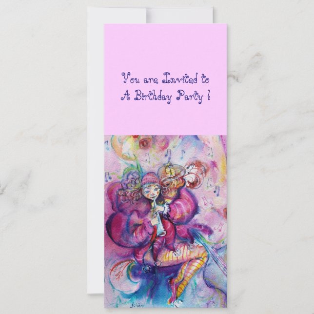 MUSICAL CLOWN ,pink blue Invitation (Front)