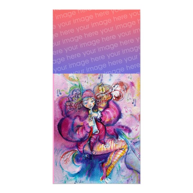 MUSICAL CLOWN pink white blue Card (Front)