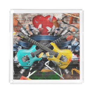 Musical Collage: Colorful Rhythmic Background. Acrylic Tray