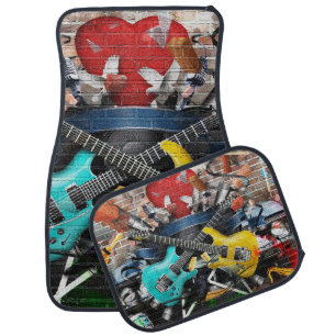 Musical Collage: Colorful Rhythmic Background. Car Floor Mat