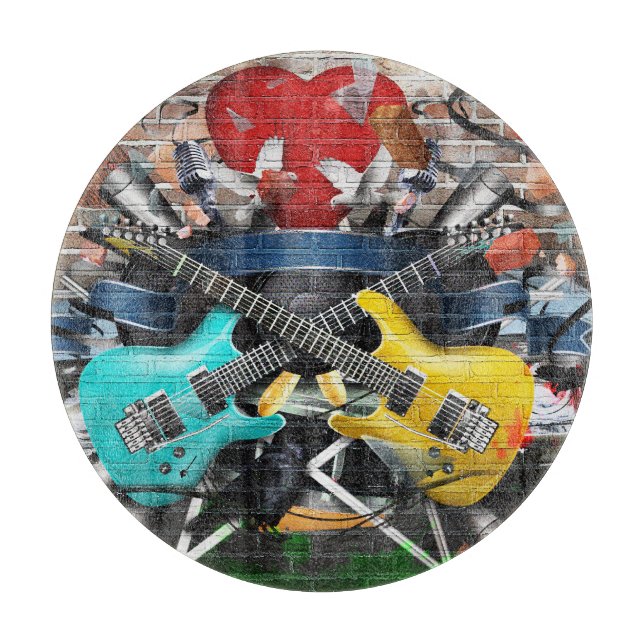 Musical Collage: Colorful Rhythmic Background. Cutting Board (Front)