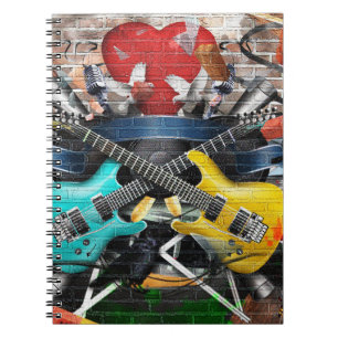 Musical Collage: Colorful Rhythmic Background. Notebook
