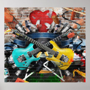 Musical Collage: Colorful Rhythmic Background. Poster