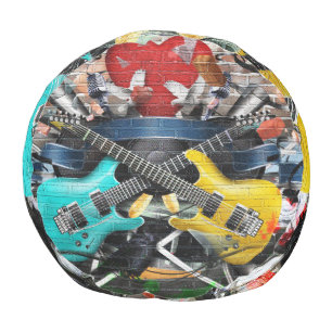 Musical Collage: Colorful Rhythmic Background. Pouf