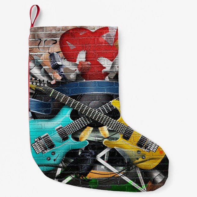 Musical Collage: Colorful Rhythmic Background. Small Christmas Stocking (Front)