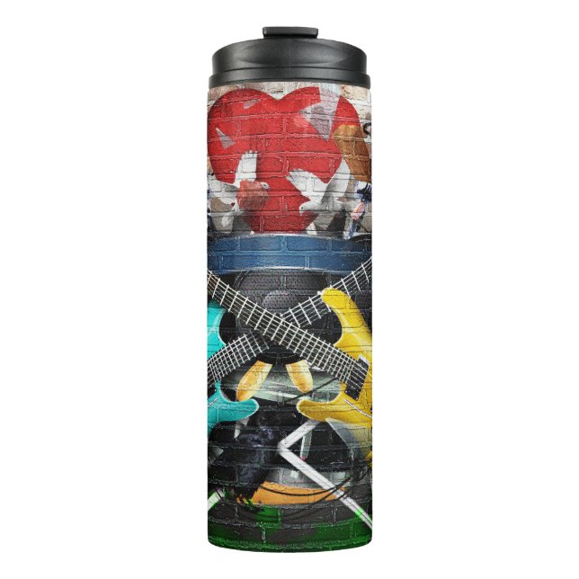 Musical Collage: Colorful Rhythmic Background. Thermal Tumbler (Front)
