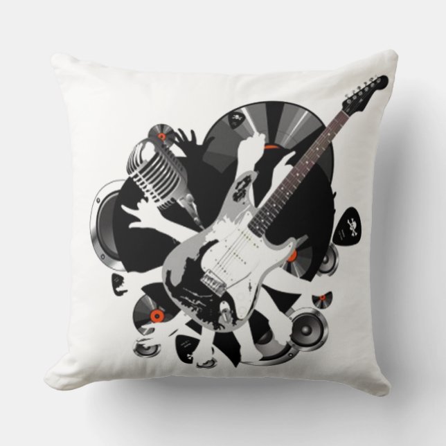 Musical Collage Music Lovers Throw Pillow (Front)
