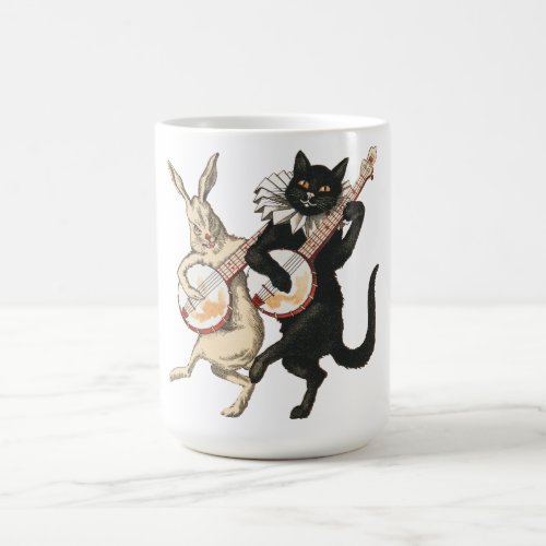 Musical Companions Banjo Cat and Hare Cutout _ N Coffee Mug