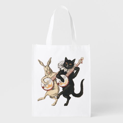 Musical Companions Banjo Cat and Hare Cutout _ N Grocery Bag