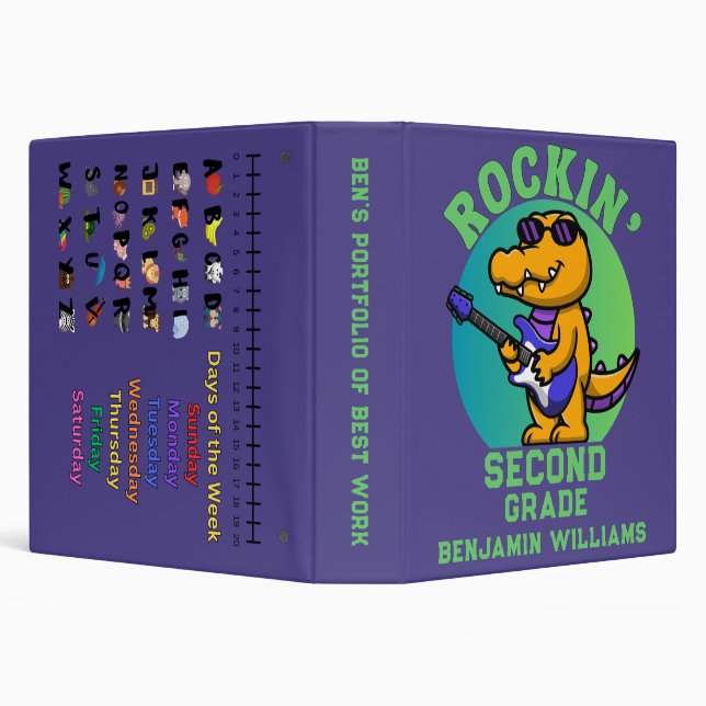 Musical Crocodile Back To School  Customized Grade 3 Ring Binder (Background)