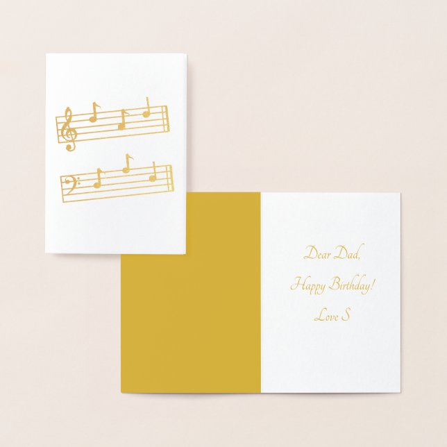 MUSICAL DAD NOTES TREBLE BASS CLEF STAVES FATHER FOIL CARD (Display)