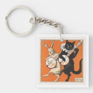 Musical Dancing Rabbit and Cat Keychain