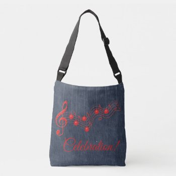 Musical Denim And Red Lace  Crossbody Bag by anuradesignstudio at Zazzle
