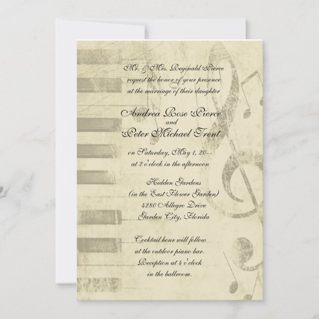 Musical Design Wedding Invitations (Front)