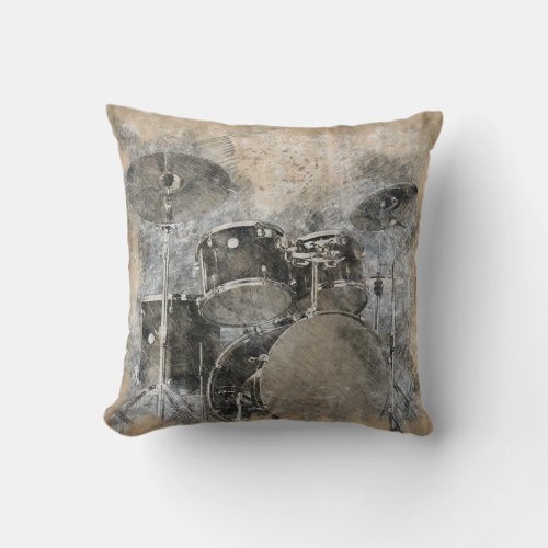 Musical drum kit throw pillow