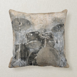 Musical drum kit throw pillow