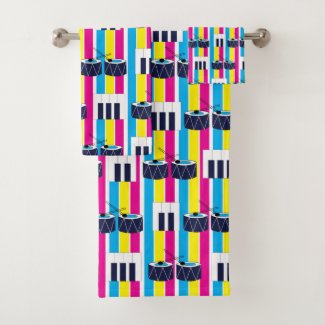 Musical Drums Piano Keys Colorful Stripes Modern