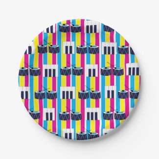 Musical Drums Piano Keys Retro Party
