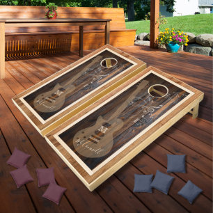 Musical Electric Guitar Monogram Cornhole Set