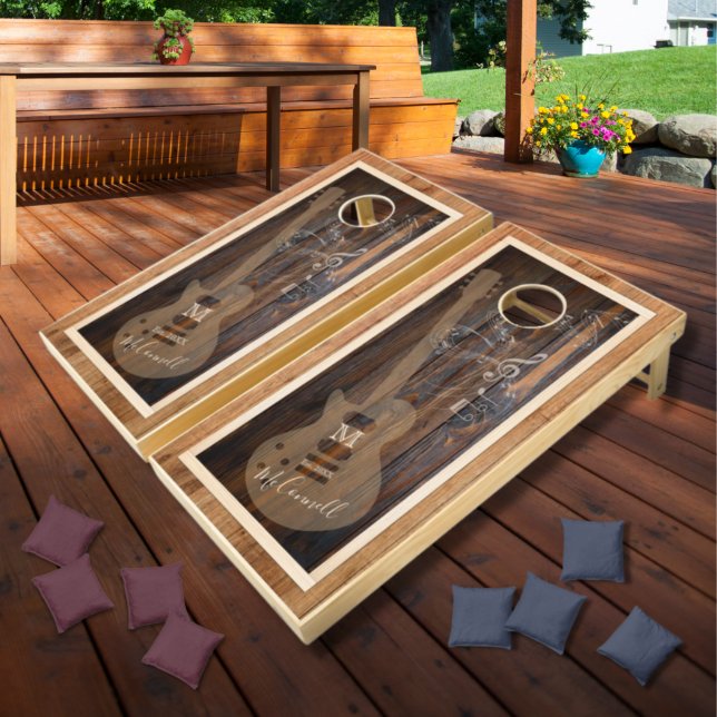  Musical Electric Guitar Monogram Cornhole Set (Creator Uploaded)