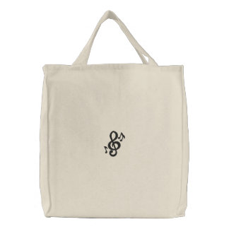 Musical Embroidered Tote Bag