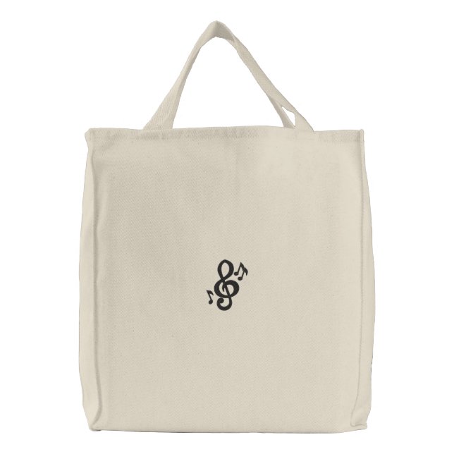 Musical Embroidered Tote Bag (Front)