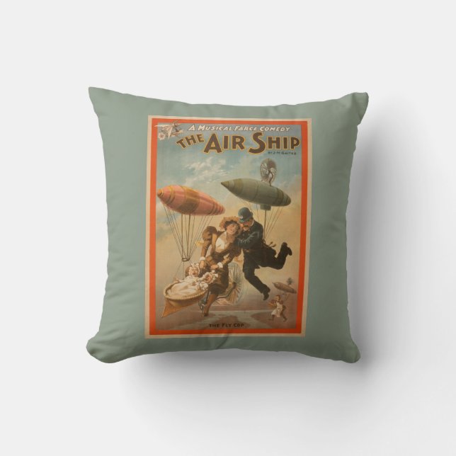 Musical Farce Comedy, The Air Ship Theatre 2 Throw Pillow (Front)