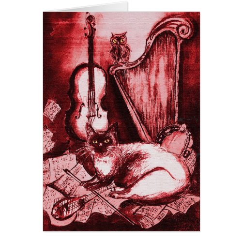 MUSICAL FATHERS DAY CAT AND OWL Red  White