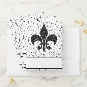 Musical fleur de lis pocket folder