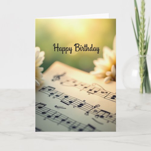 Musical Floral Birthday Card