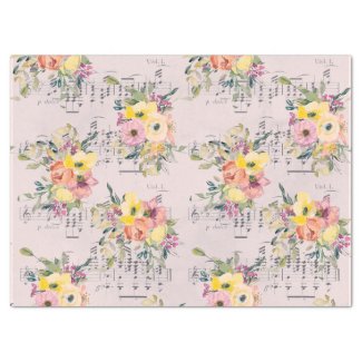 Musical Floral Tissue Paper