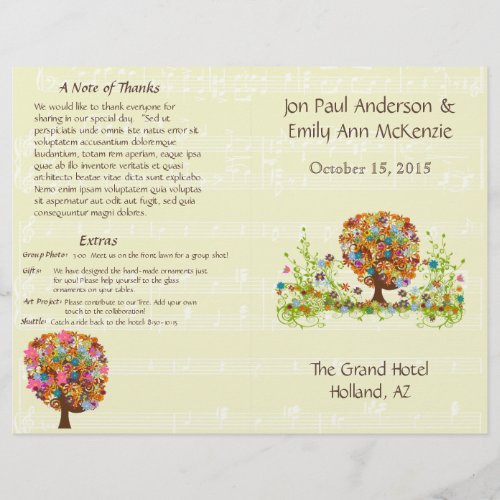 Musical Flower Tree Wedding Program