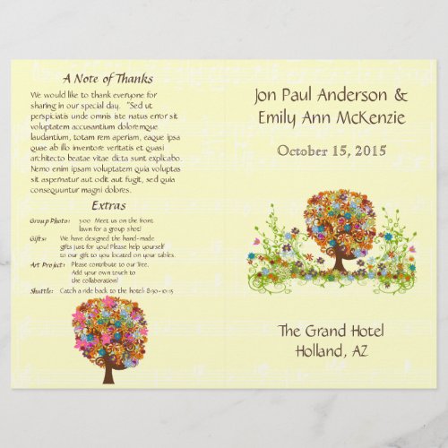 Musical Flower Tree Wedding Program