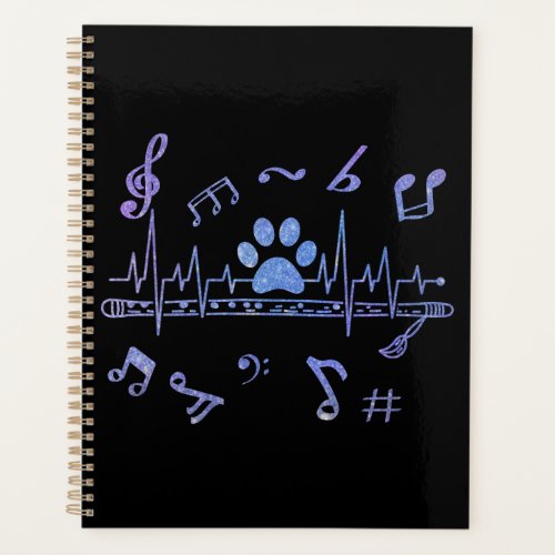 Musical Flute with Paw Prints Planner