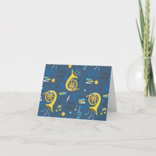 Musical French Horn Greeting Card (Blank)