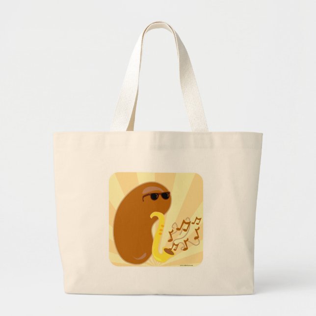 Musical Fruit Funny Bean Humor Cartoon Large Tote Bag (Front)