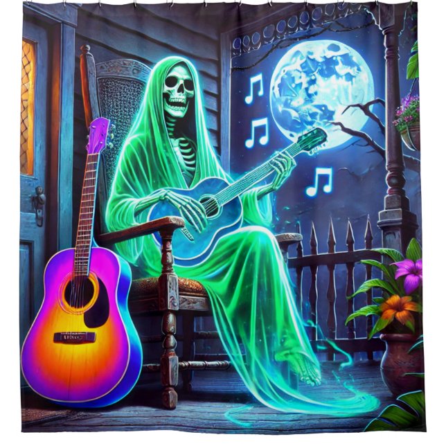 Musical Ghost Shower Curtain (Front)