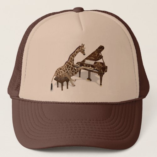 Musical Giraffe Playing Grand Piano Trucker Hat