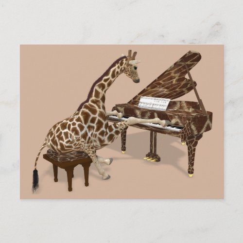 Musical Giraffe Playing Piano Postcard