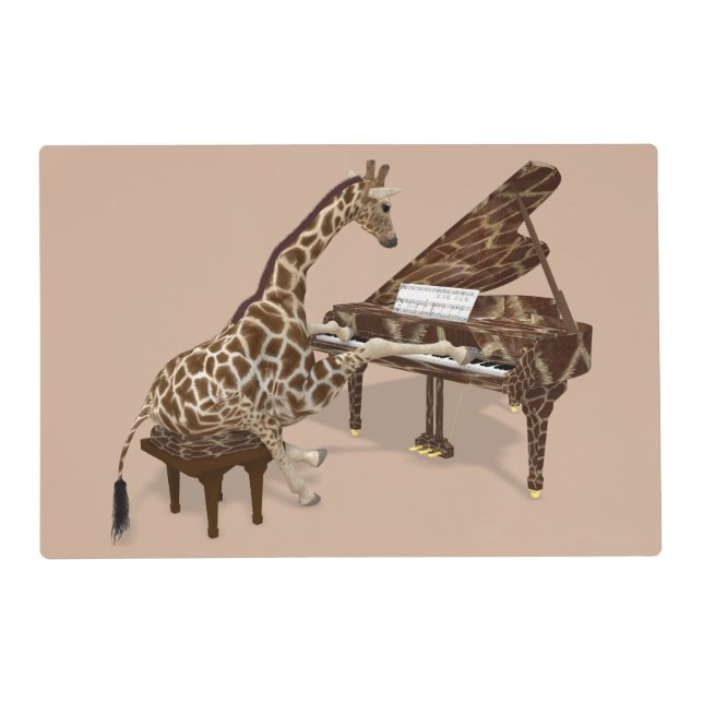 Musical Giraffe Plays Grand Piano Placemat (Front)