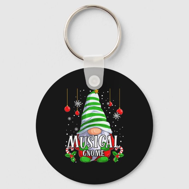 Musical Gnome Christmas Pajamas Matching Family Gr Keychain (Front)