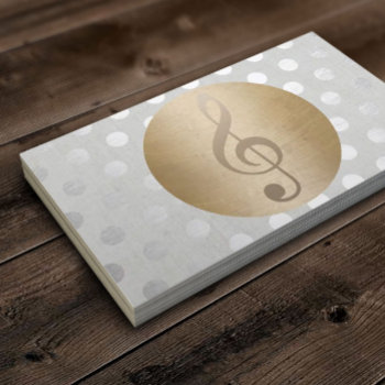 Musical Gold Circle Silver Polka Dots Music Business Card by cardfactory at Zazzle