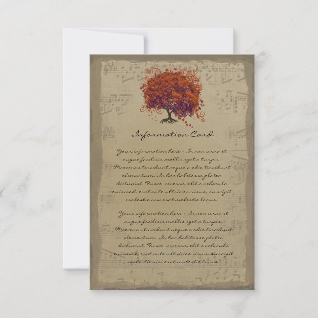 Musical Gold Dark Orange Plum Heart Leaf Tree (Front)