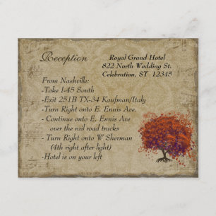 Musical Gold Dark Orange Plum Heart Leaf Tree Enclosure Card