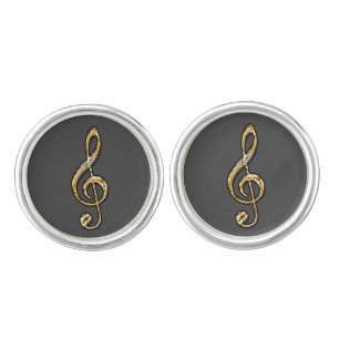 Musical Gold Silver Clef Symbol Music Leader Cufflinks