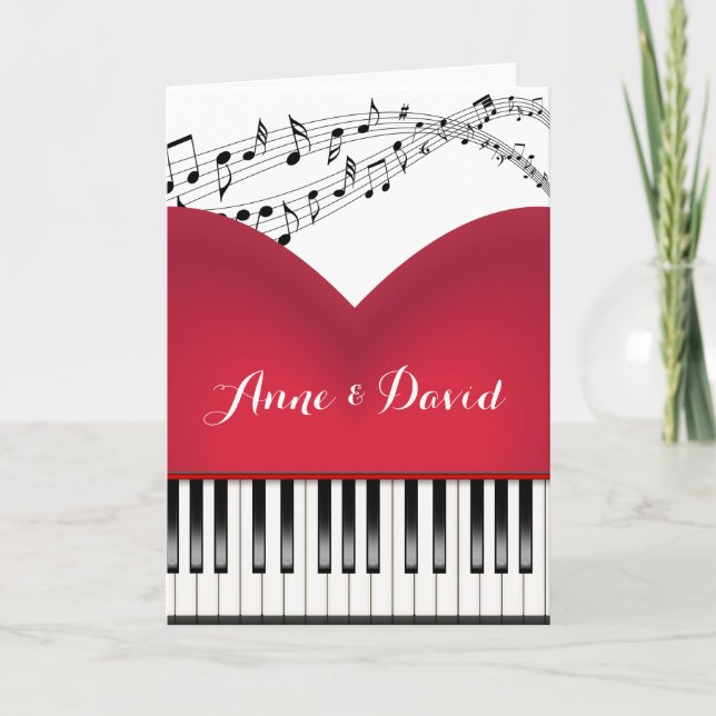 Musical Grand Piano Heart For Anniversary Card (Front)
