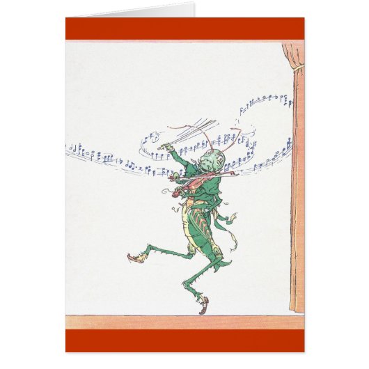 Musical Grasshopper Playing Violin Cards (Front)