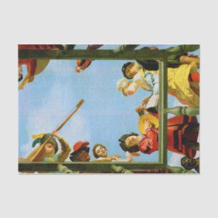 Musical Group on Balcony Fine Art Dutch Painting Tissue Paper