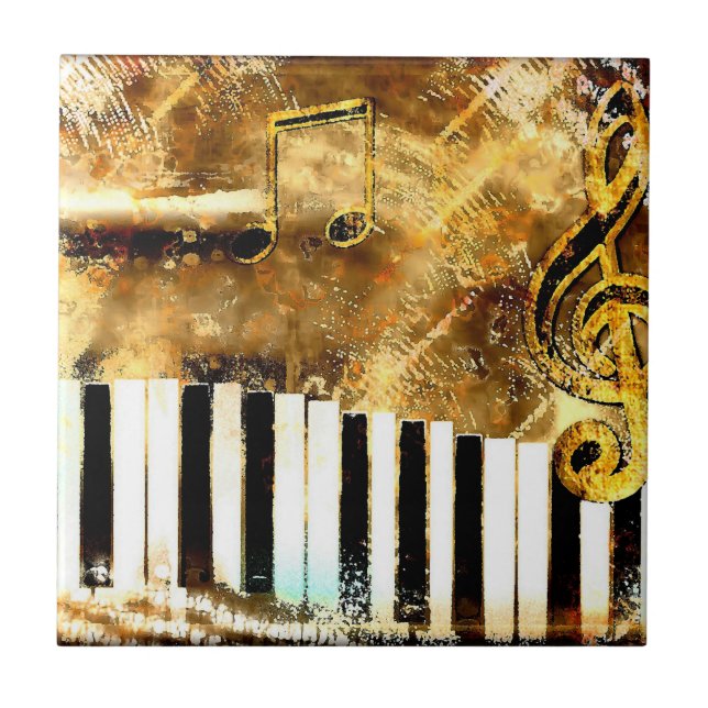 Musical Grunge Ceramic Tile (Front)
