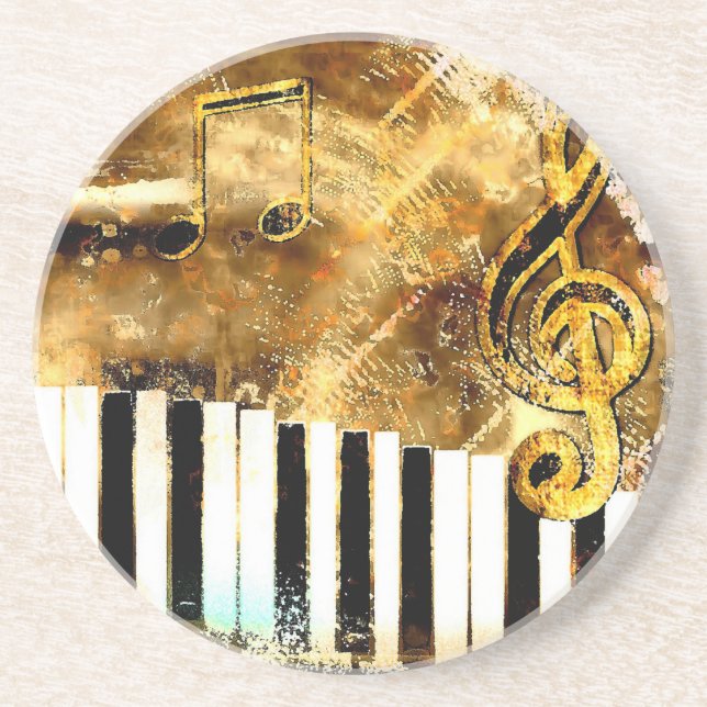Musical Grunge Sandstone Coaster (Front)